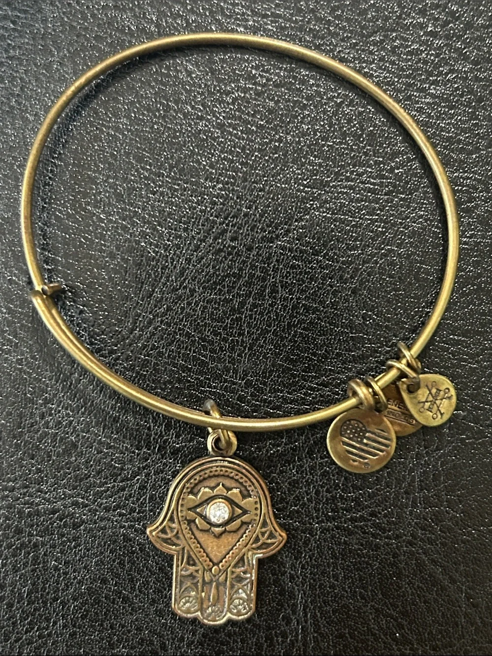 Alex and Ani Gold Hamsa Charm Adjustable Bangle Bracelet